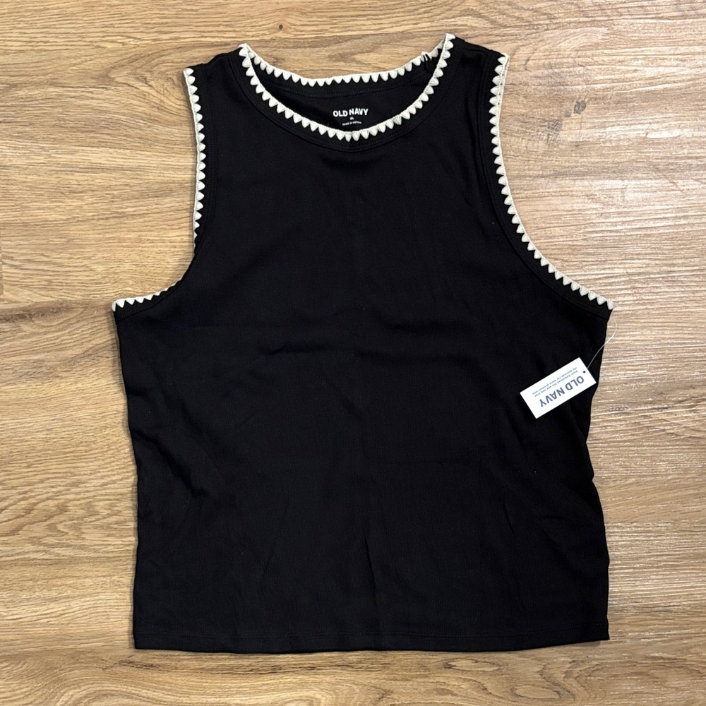 Old Navy Black Tank Top with White Trim
